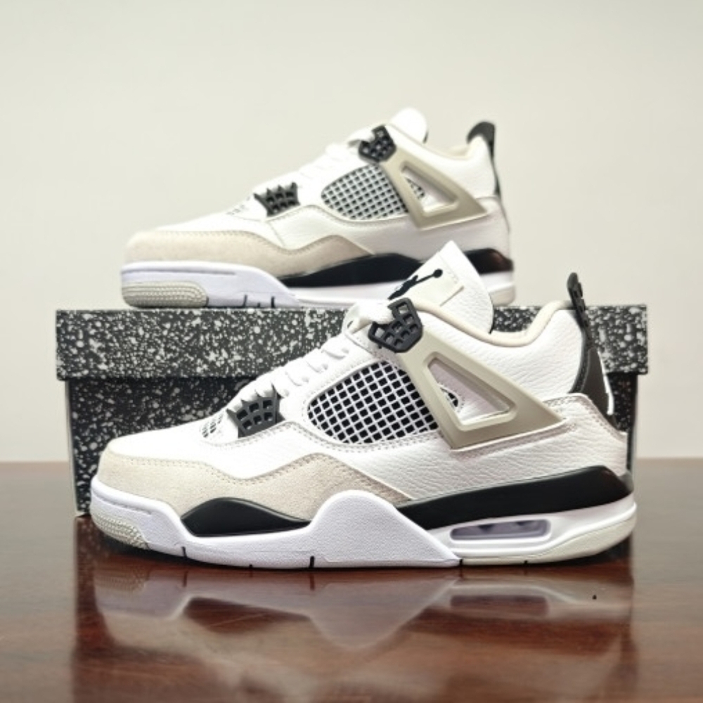 New With Box Air Jordan 4 Military Black (White Black Neutral Grey)